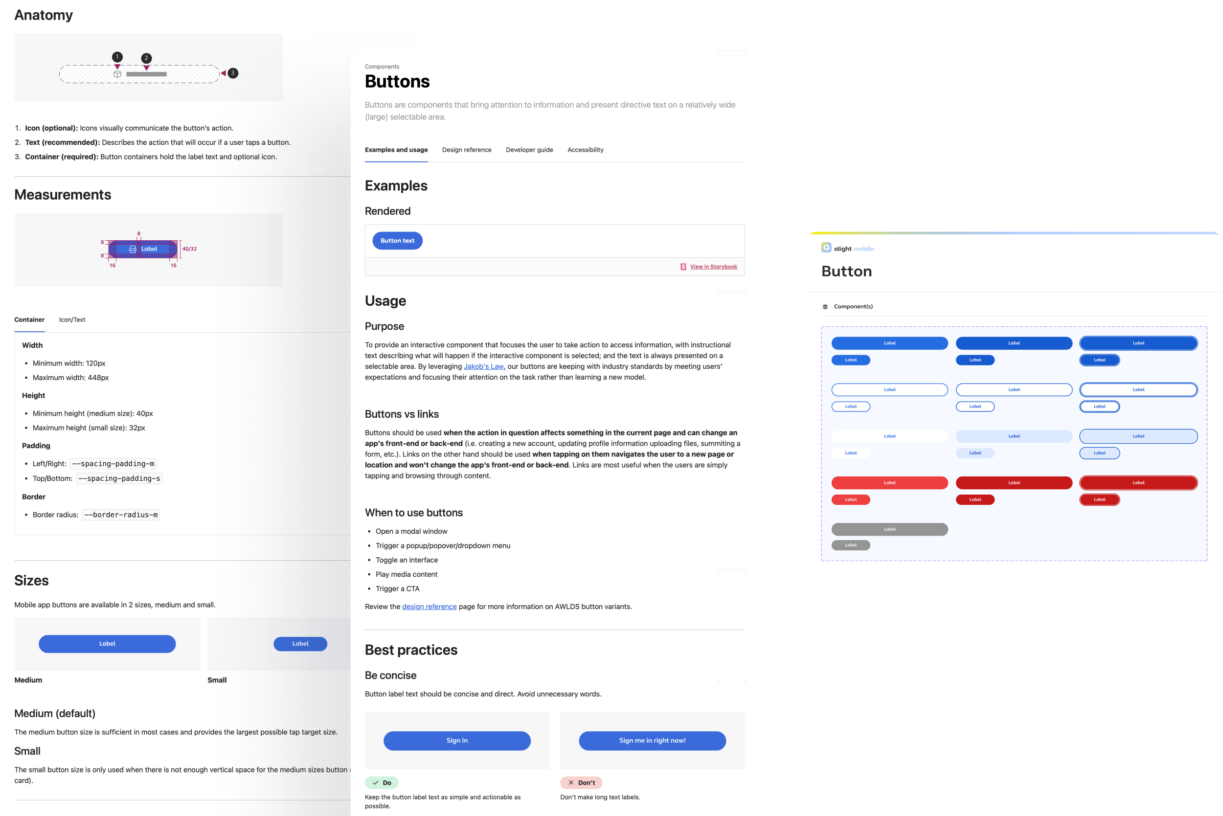 Button component and its documentation