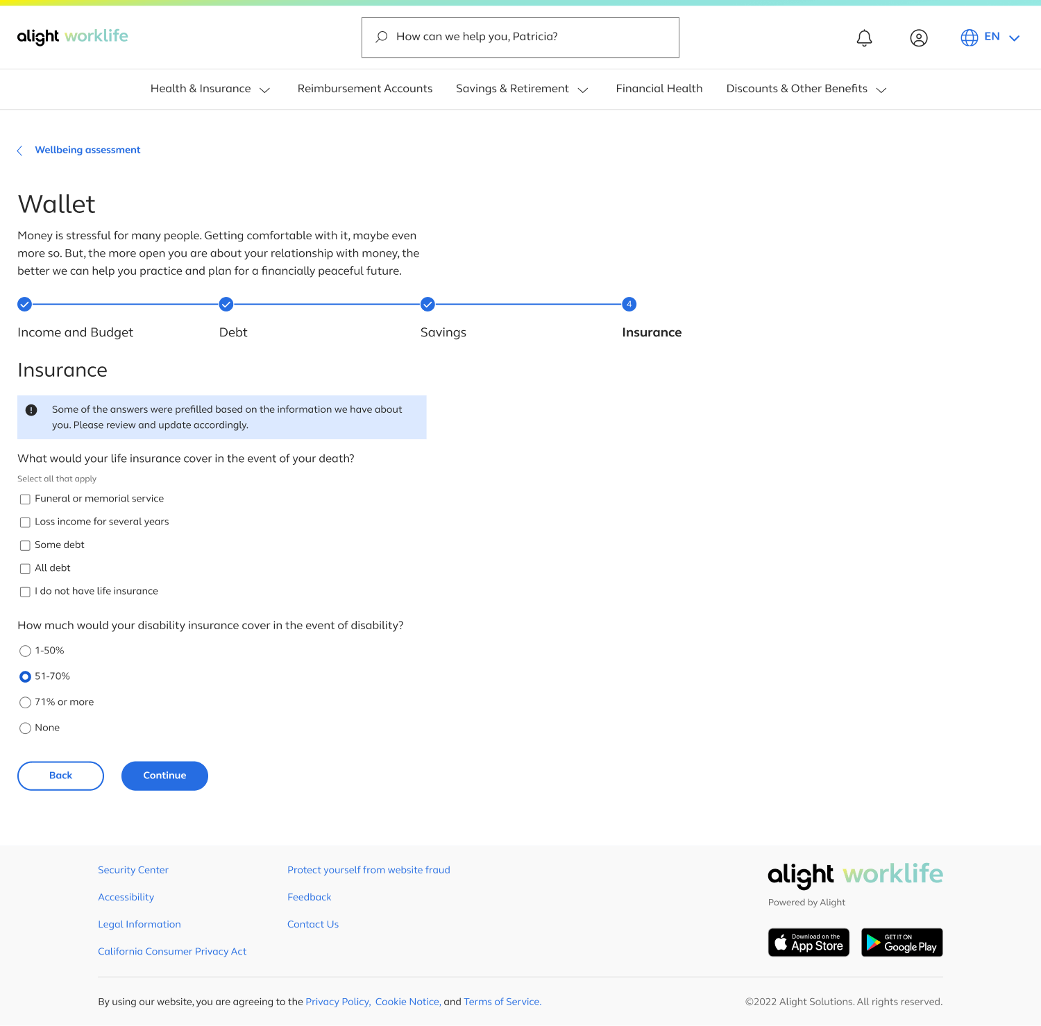 Final version of the wallet section of the assessment